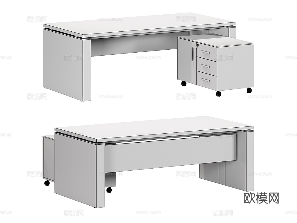 SoloOffice 办公桌 班台桌3d模型下载（渲染图5）