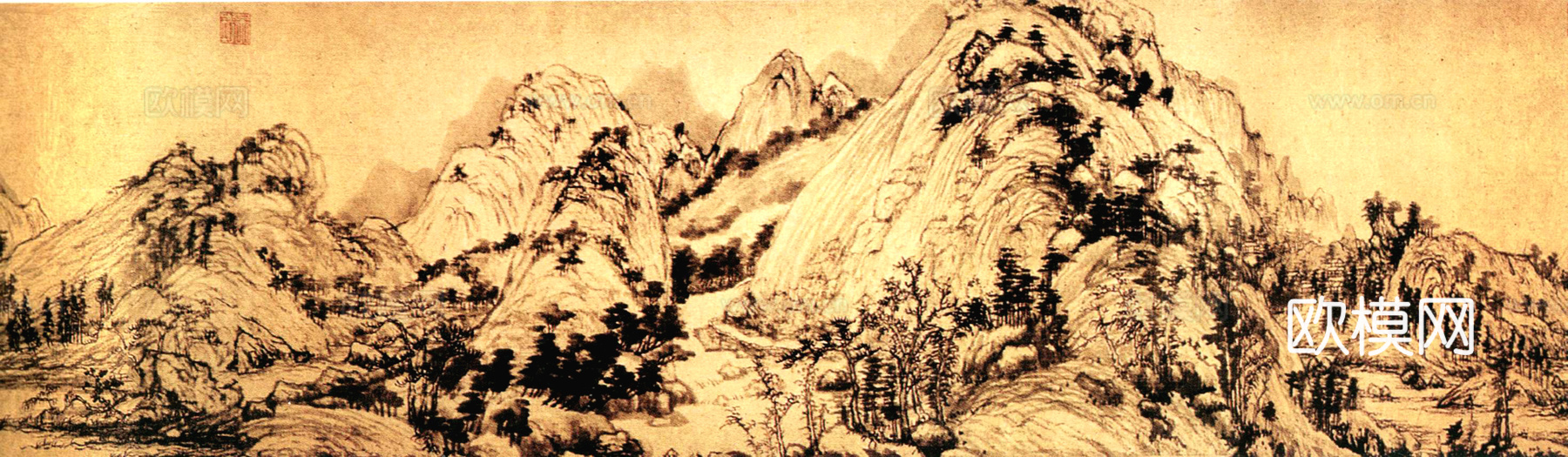 中式新中式挂画壁画字画山水花鸟背景墙壁纸装饰画油画