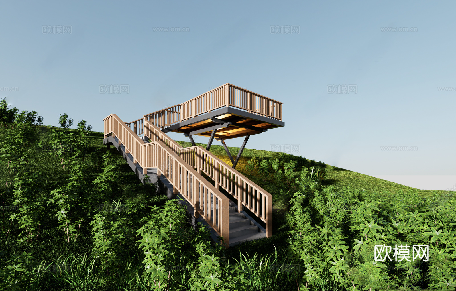 现代观景平台 景观台 景观构筑物su模型
