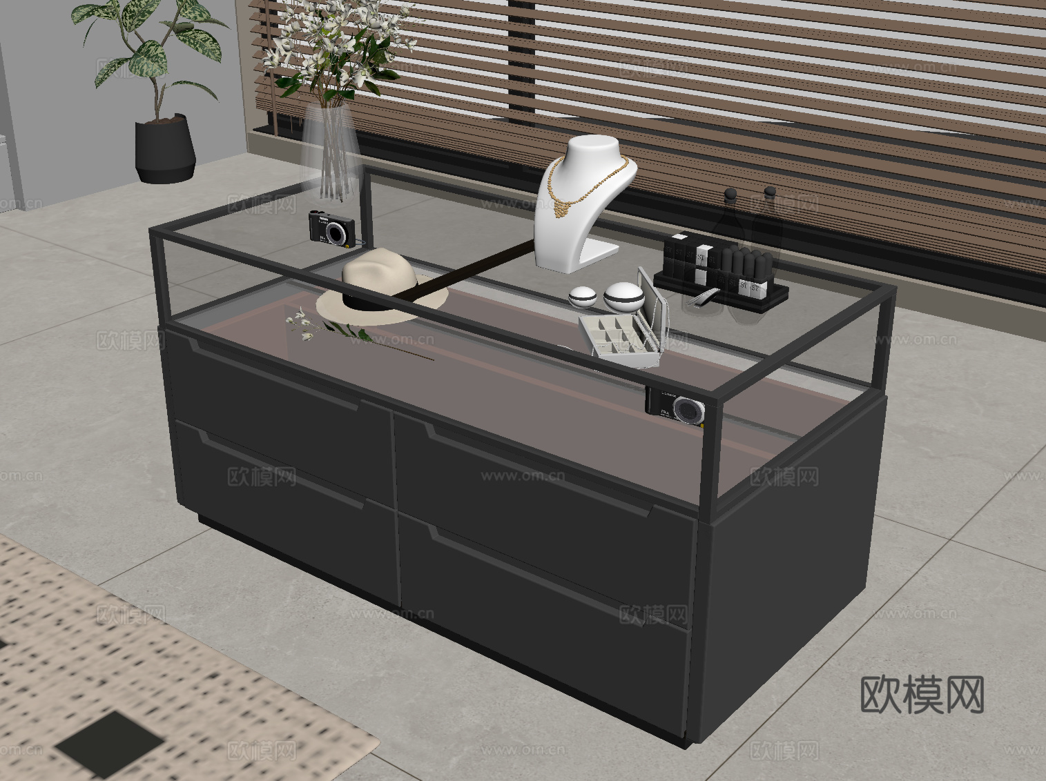 现代首饰柜su模型