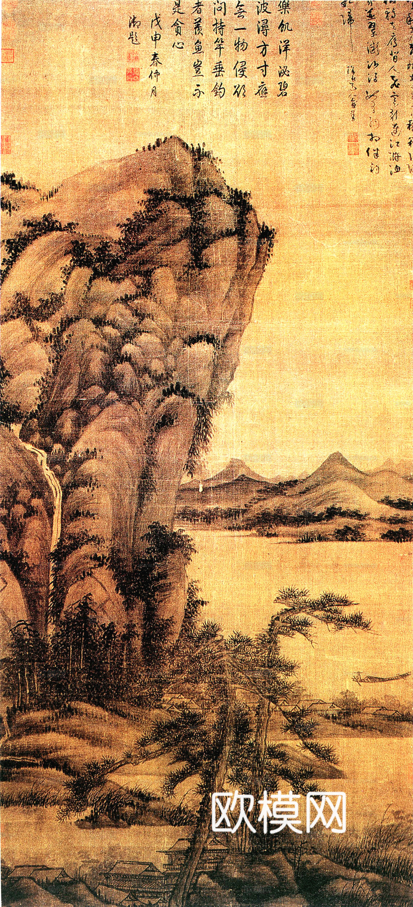 中式新中式挂画壁画字画山水花鸟背景墙壁纸装饰画油画