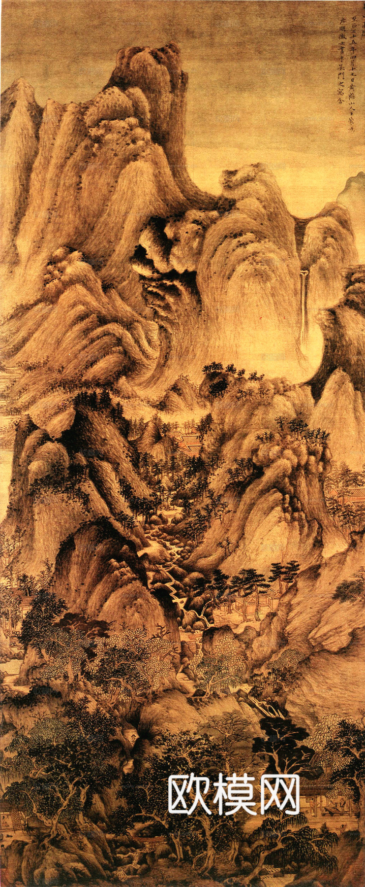 中式新中式挂画壁画字画山水花鸟背景墙壁纸装饰画油画