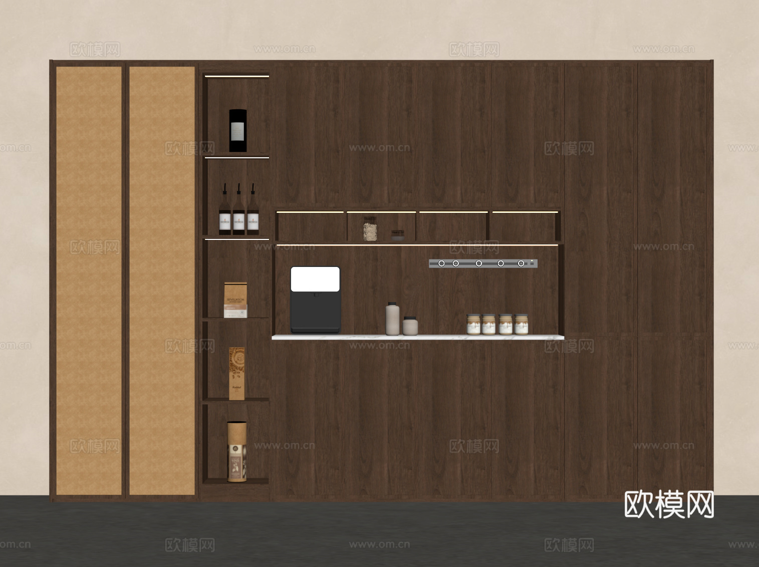 中古风酒柜 餐边柜su模型