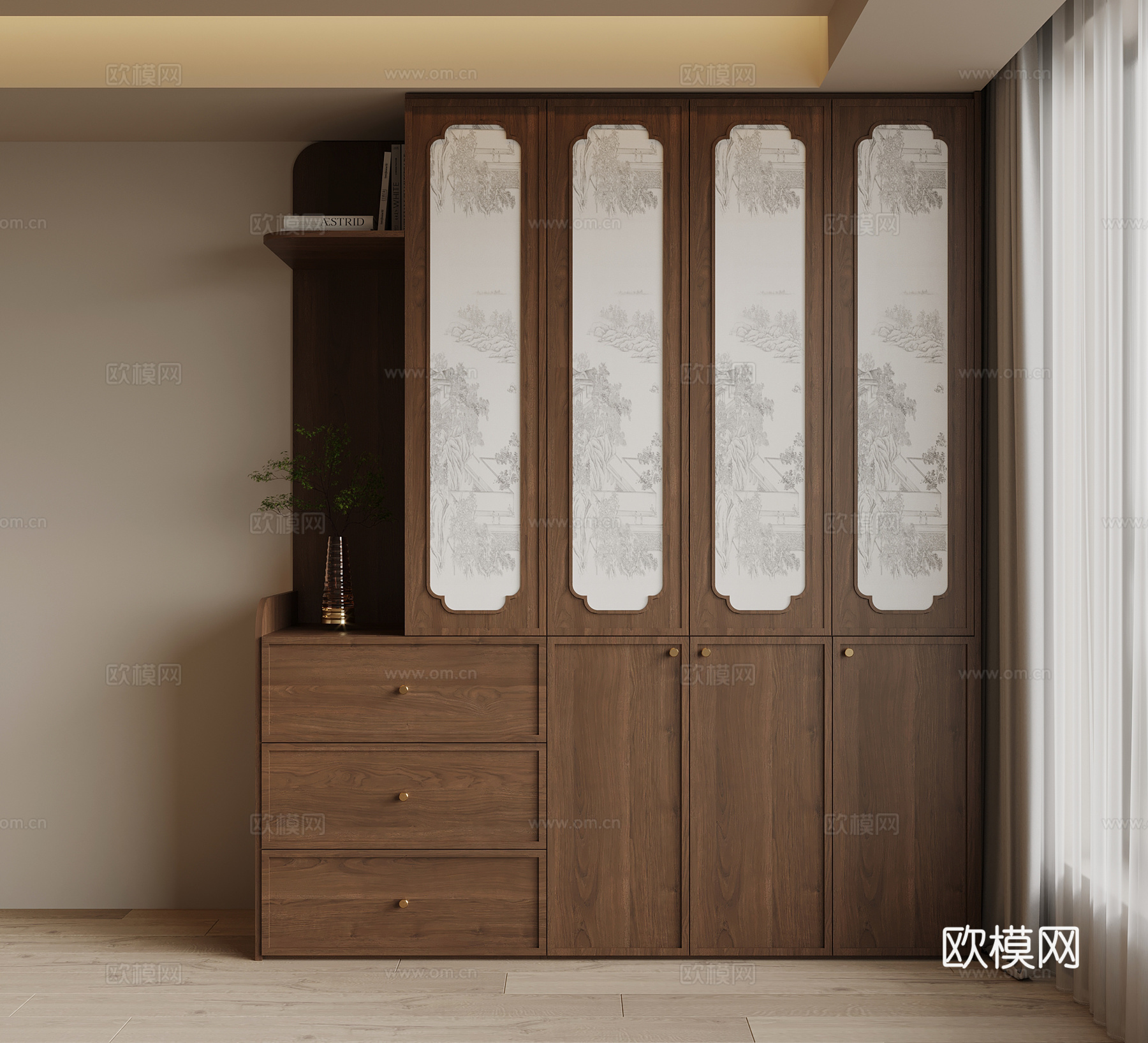 中古风衣柜su模型