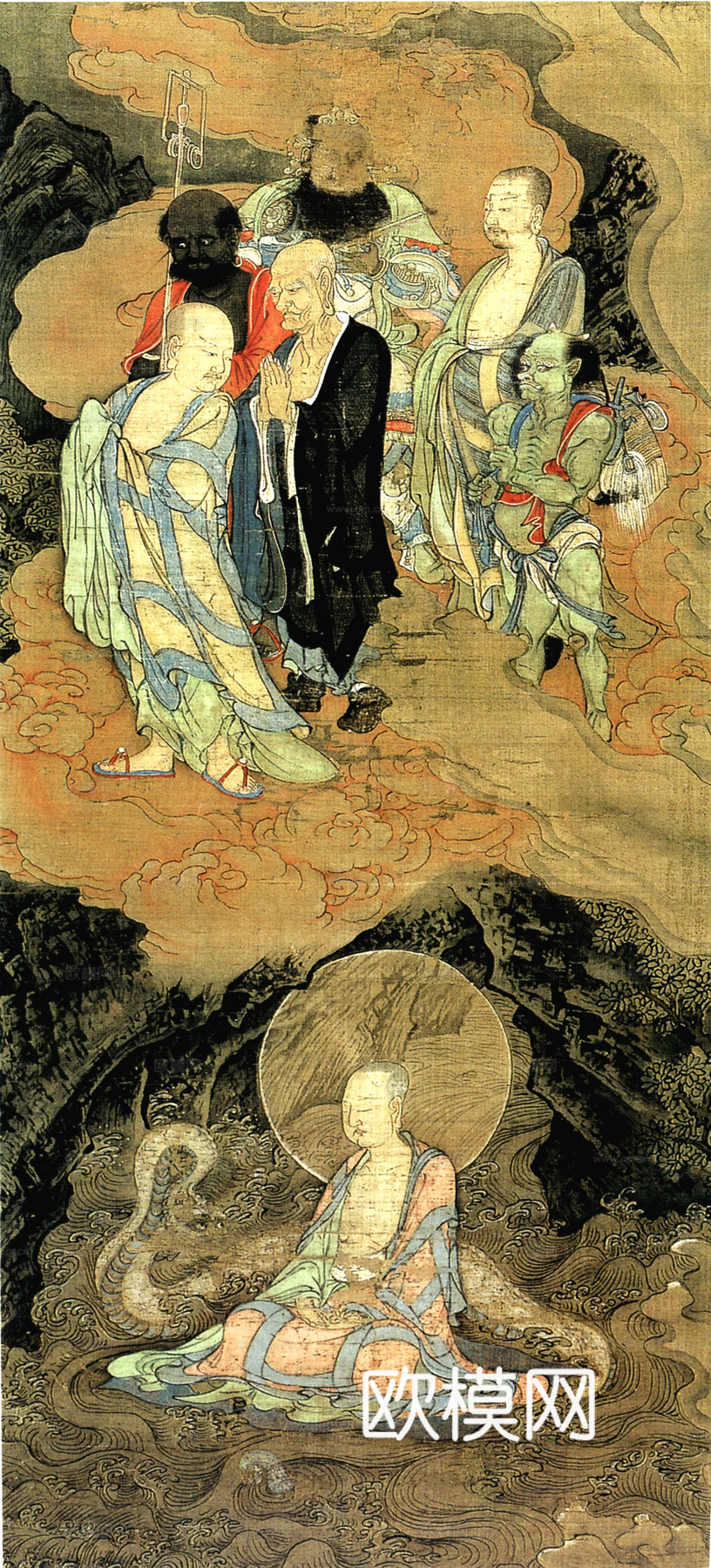 中式新中式挂画壁画字画山水花鸟背景墙壁纸装饰画油画