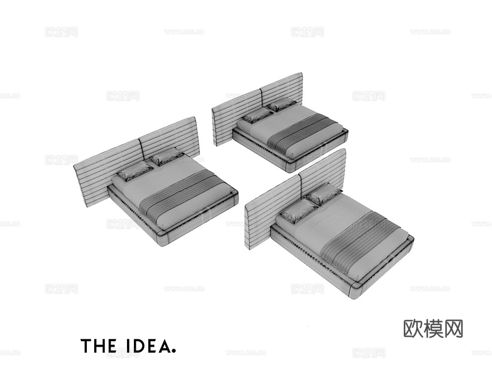 THE IDEA 双人床3d模型下载（渲染图2）