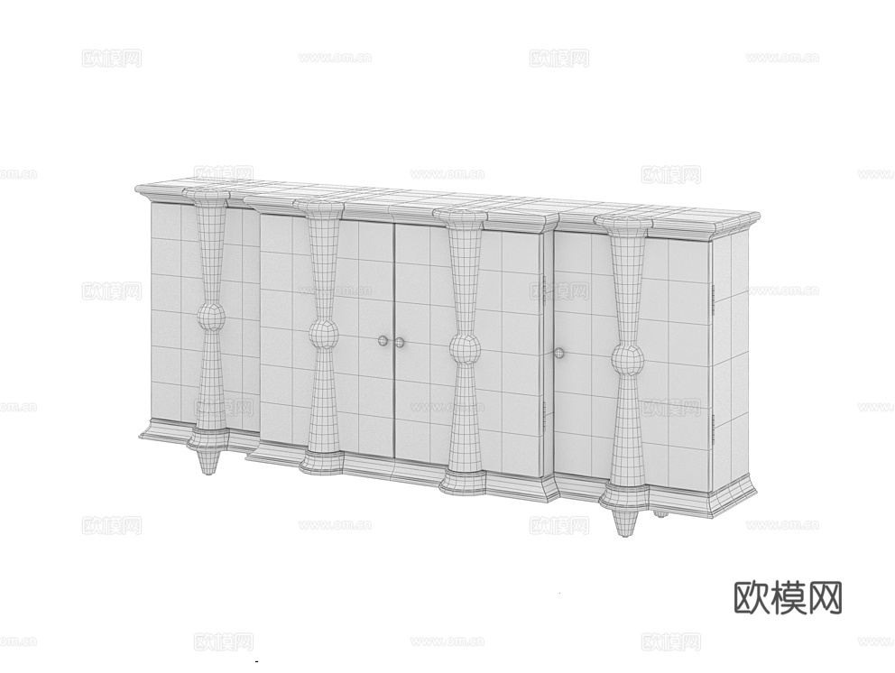 LoftDesigne 美式玄关柜3d模型下载（渲染图2）