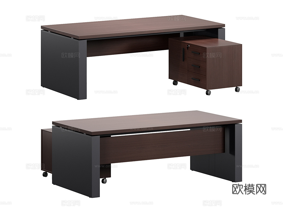 SoloOffice 办公桌 班台桌3d模型下载（渲染图1）