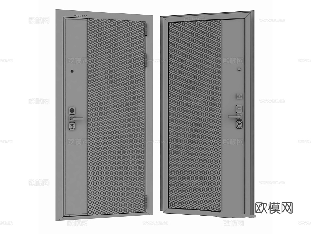 Guardian 入户门 单开门3d模型下载（渲染图2）
