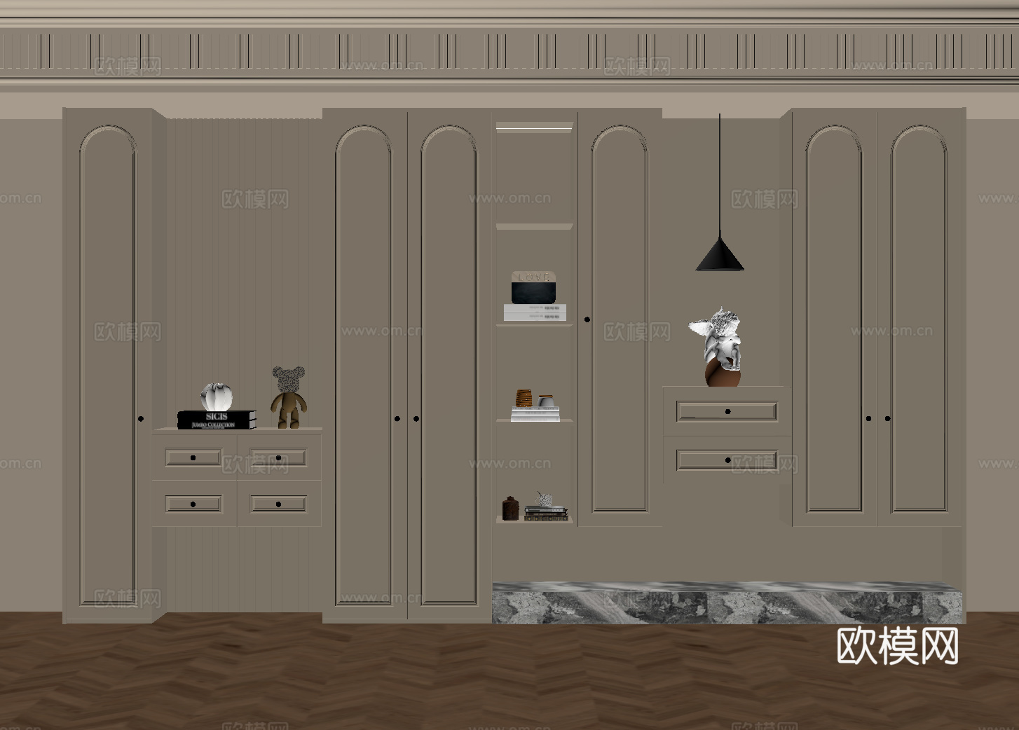 法式奶油风鞋柜 入户鞋柜su模型
