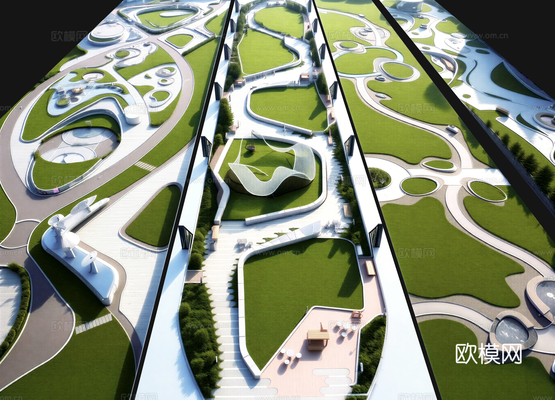 口袋公园 线性公园 街心公园su模型