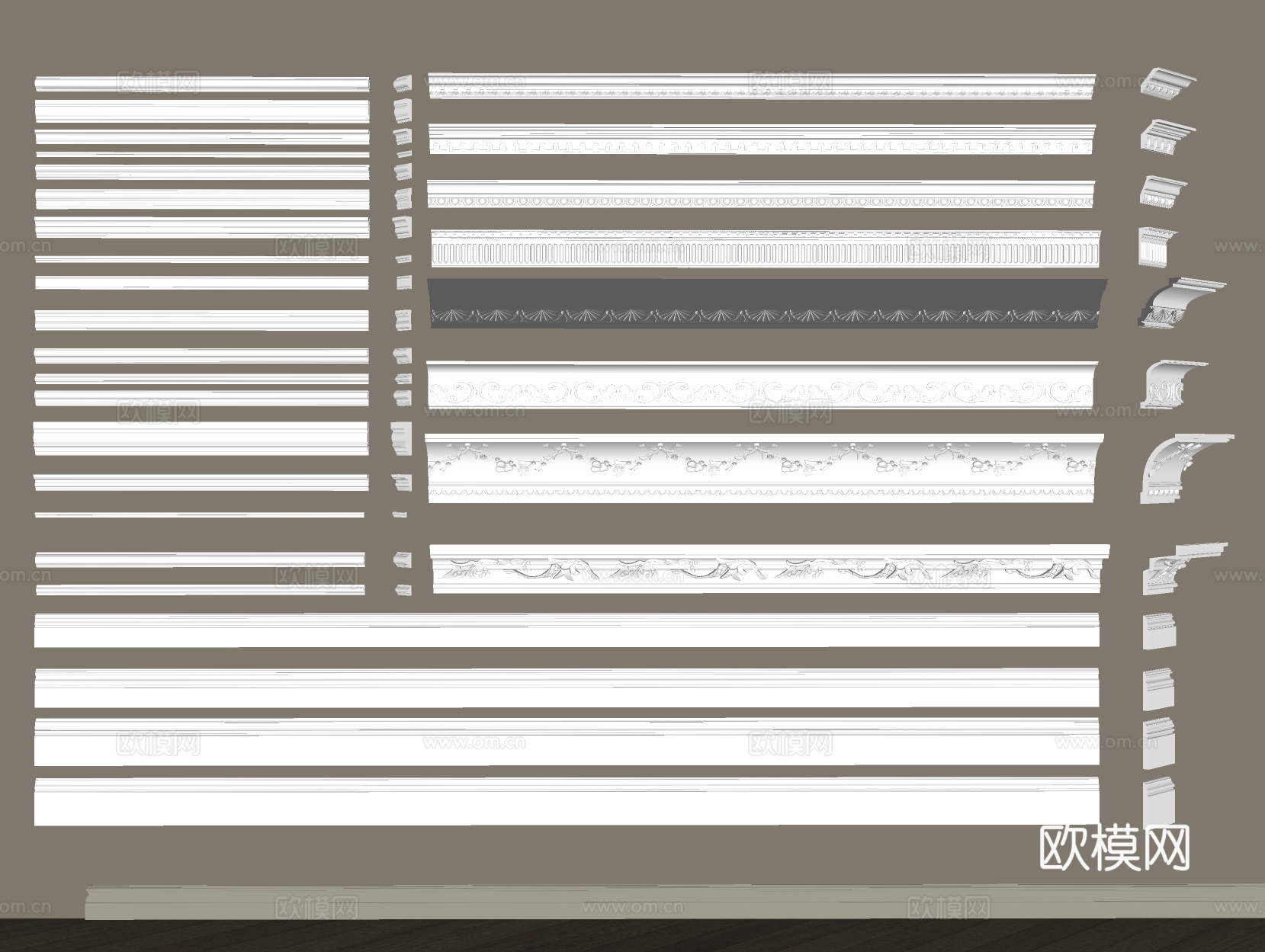 石膏 角花 石膏线 踢脚线 角线su模型