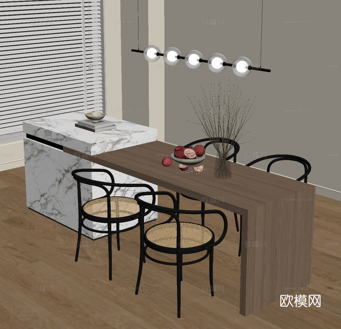 现代岛台su模型