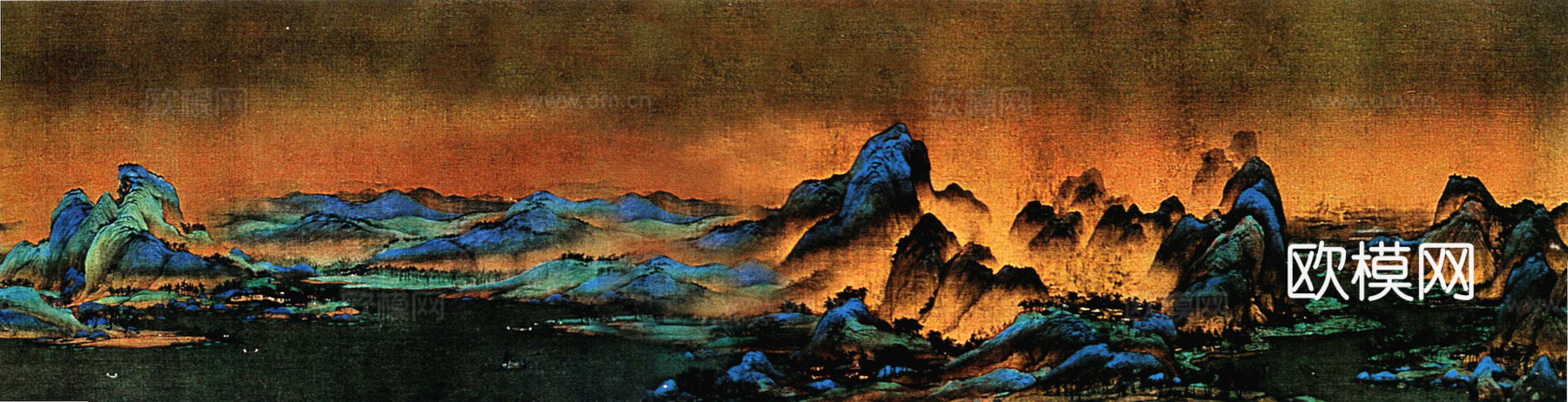 中式新中式挂画壁画字画山水花鸟背景墙壁纸装饰画油画
