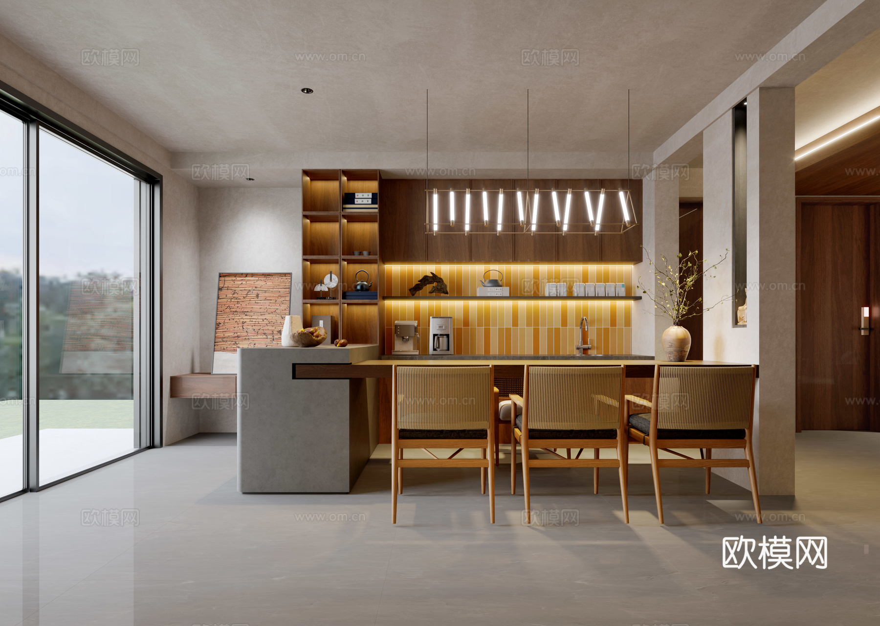 侘寂风前台   服务台3d模型下载