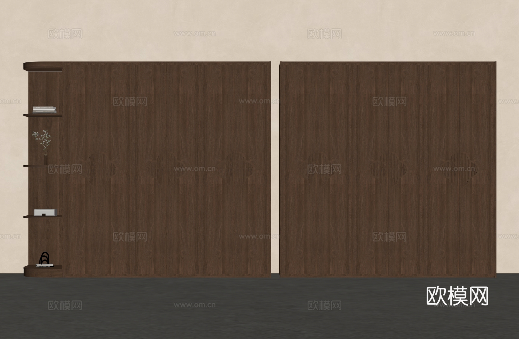 新中式衣柜 宋式风衣柜su模型