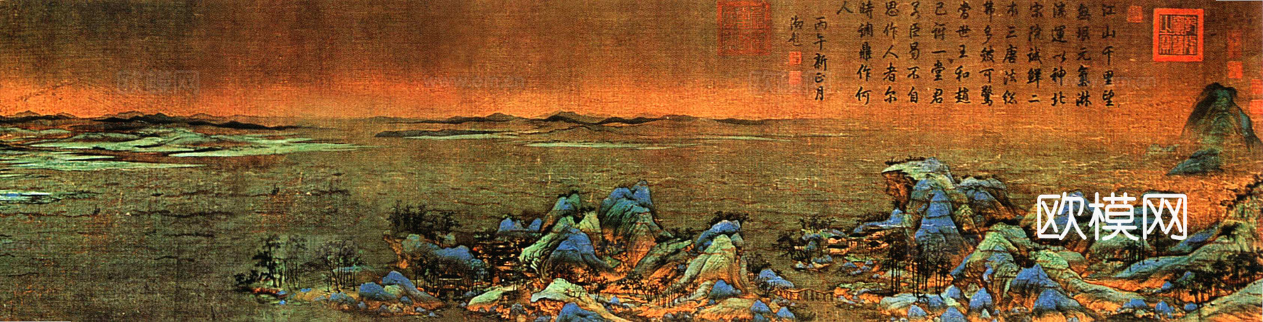 中式新中式挂画壁画字画山水花鸟背景墙壁纸装饰画油画