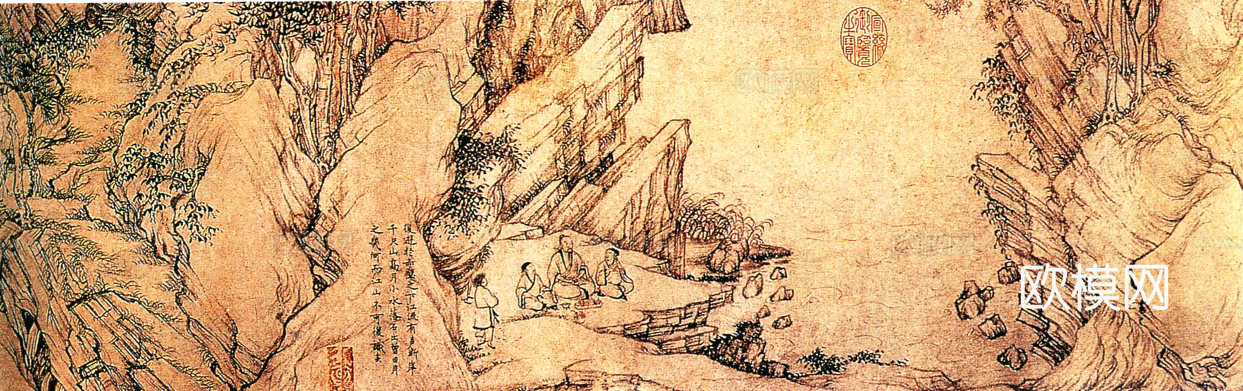 中式新中式挂画壁画字画山水花鸟背景墙壁纸装饰画油画