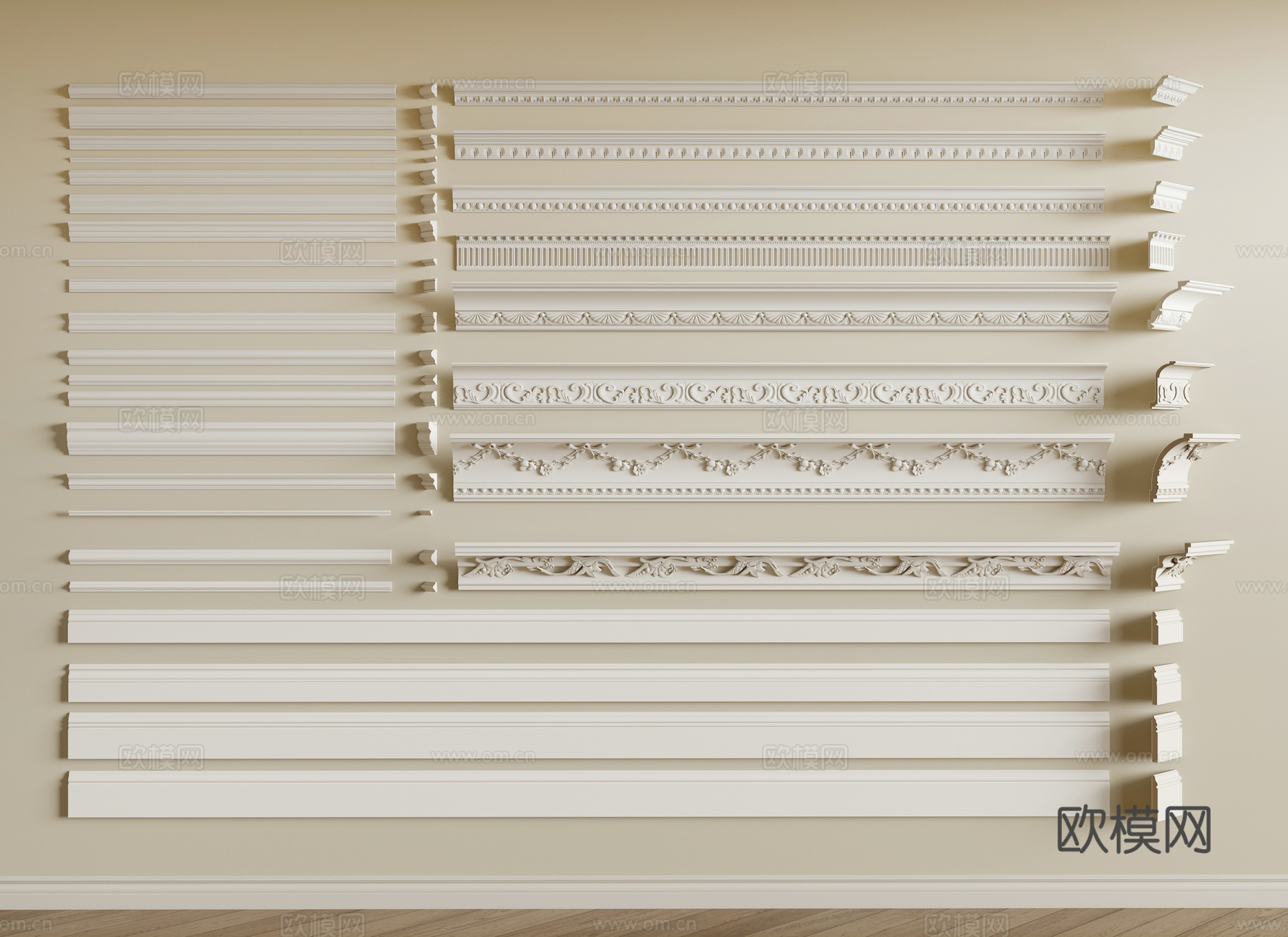 石膏 角花 石膏线 踢脚线 角线su模型