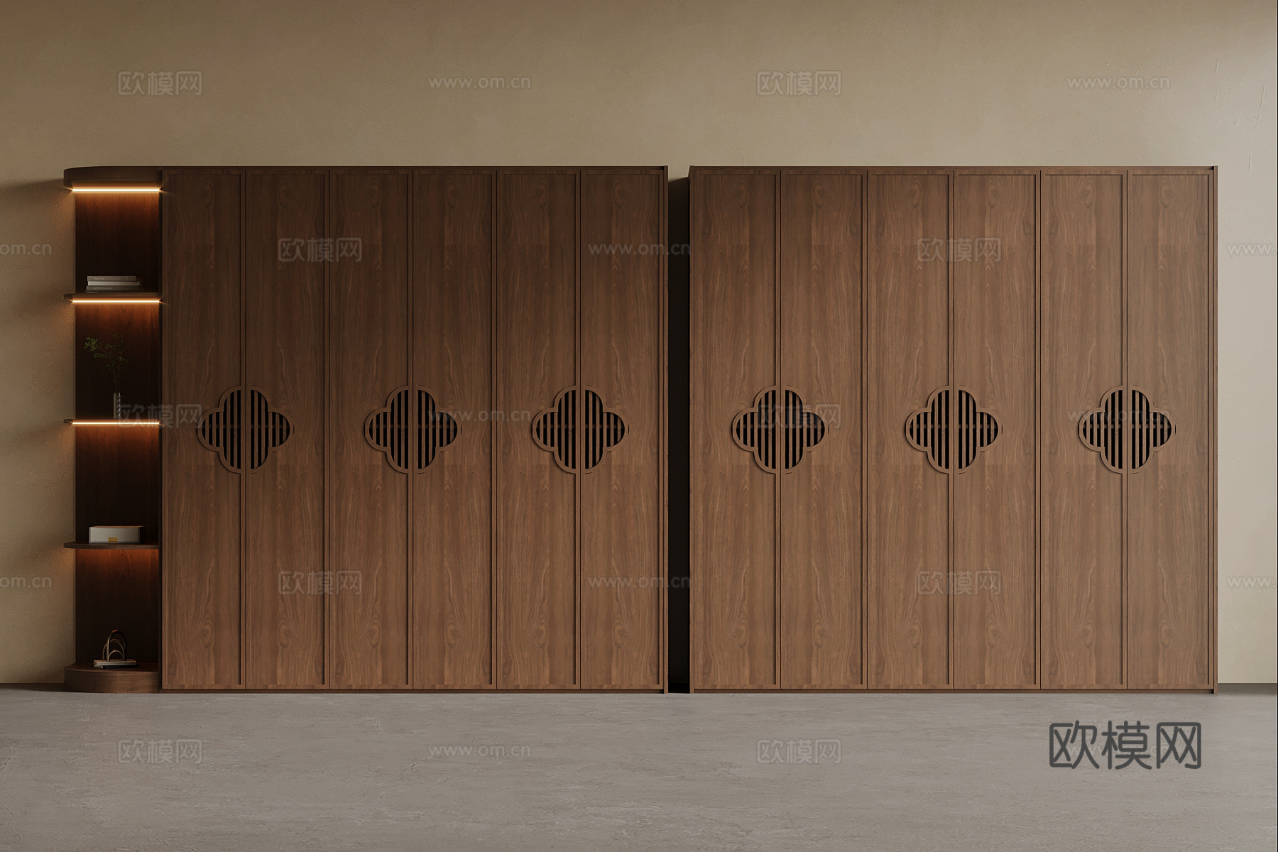 新中式衣柜 宋式风衣柜su模型