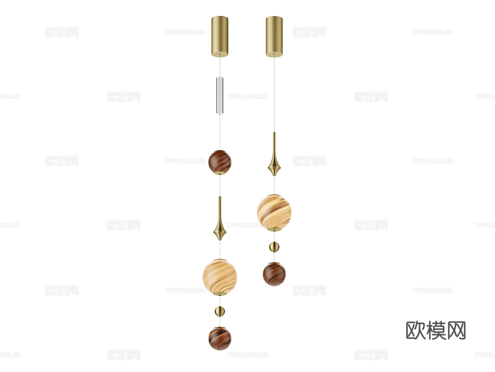 Odeon Light 星球吊灯3d模型下载（渲染图1）