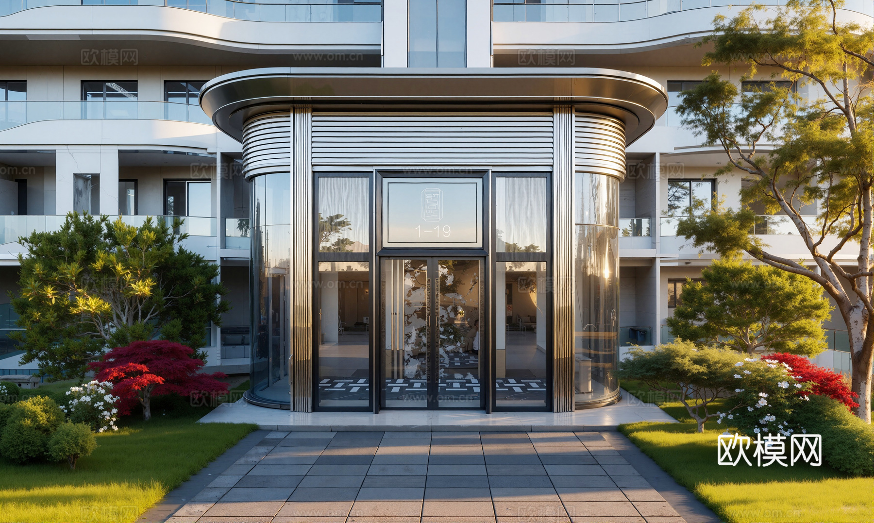 住宅单元门头su模型