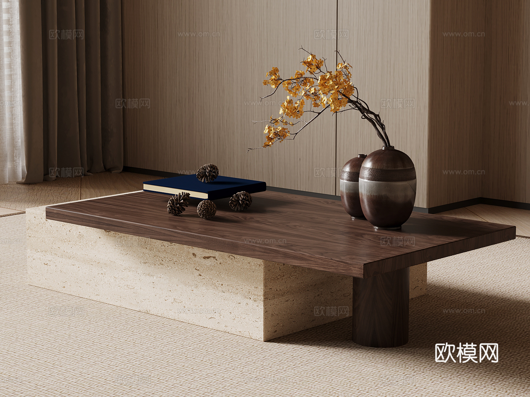 中古风茶几su模型