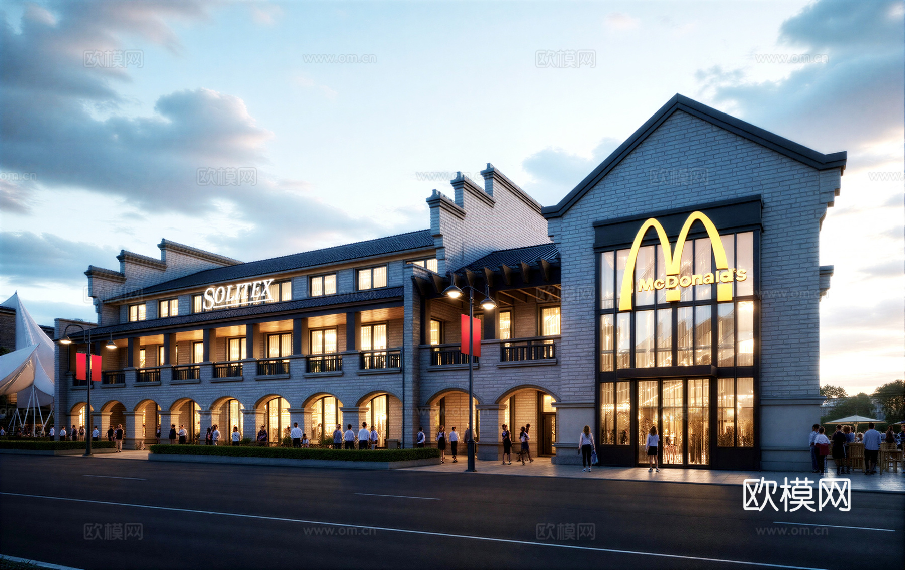 民国商业街 沿街商业su模型