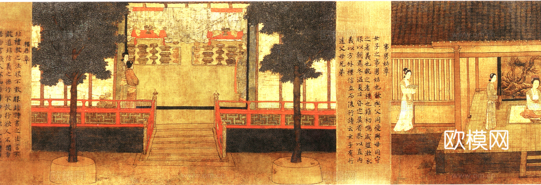 中式新中式挂画壁画字画山水花鸟背景墙壁纸装饰画油画