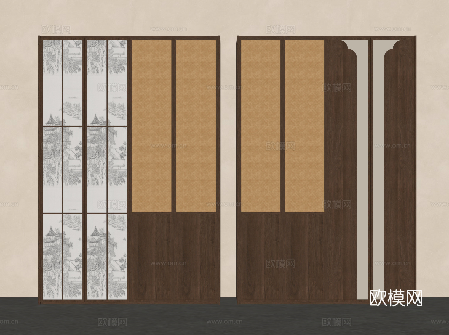 新中式衣柜 宋式风衣柜su模型