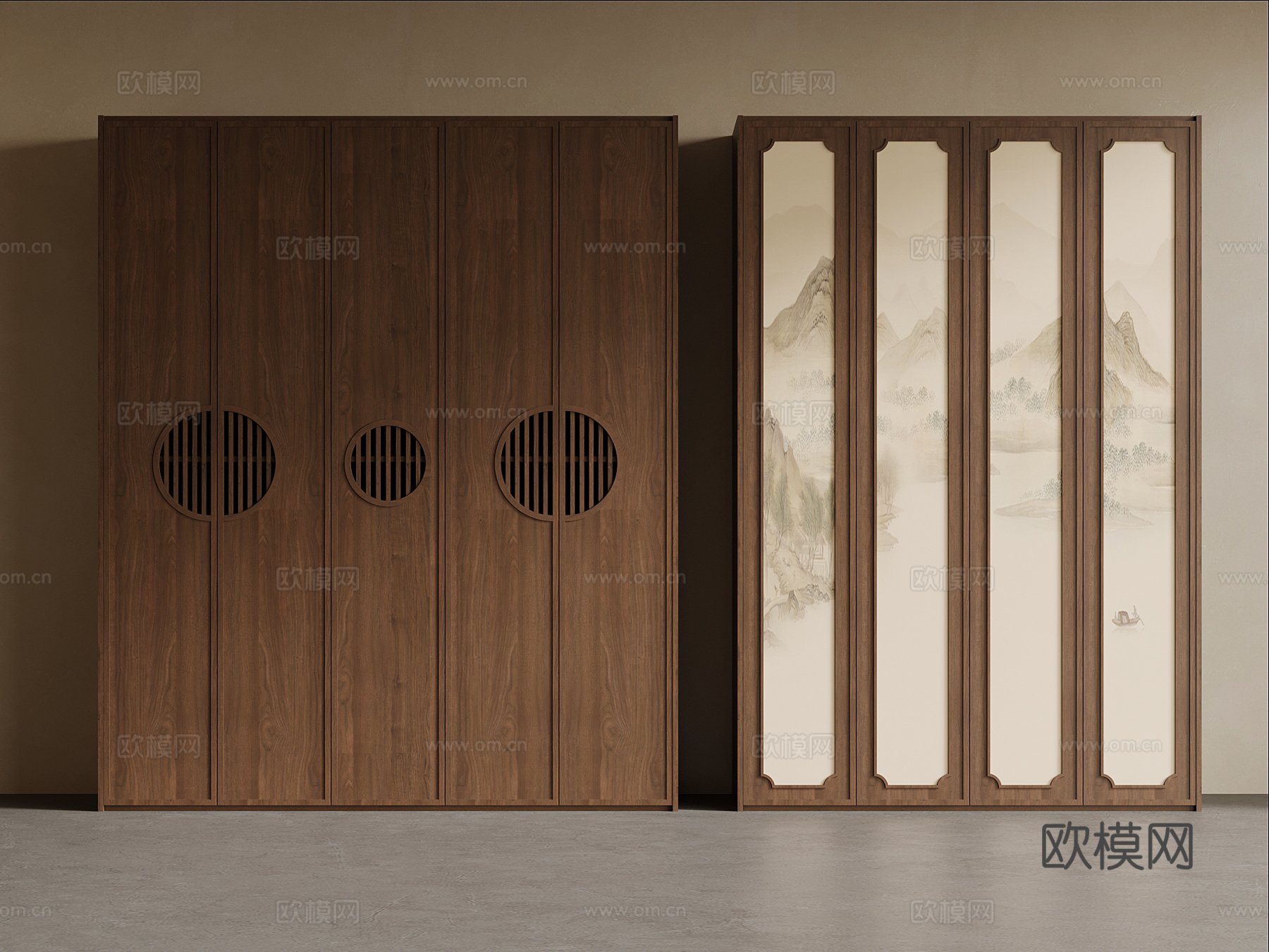 新中式衣柜 宋式风衣柜su模型