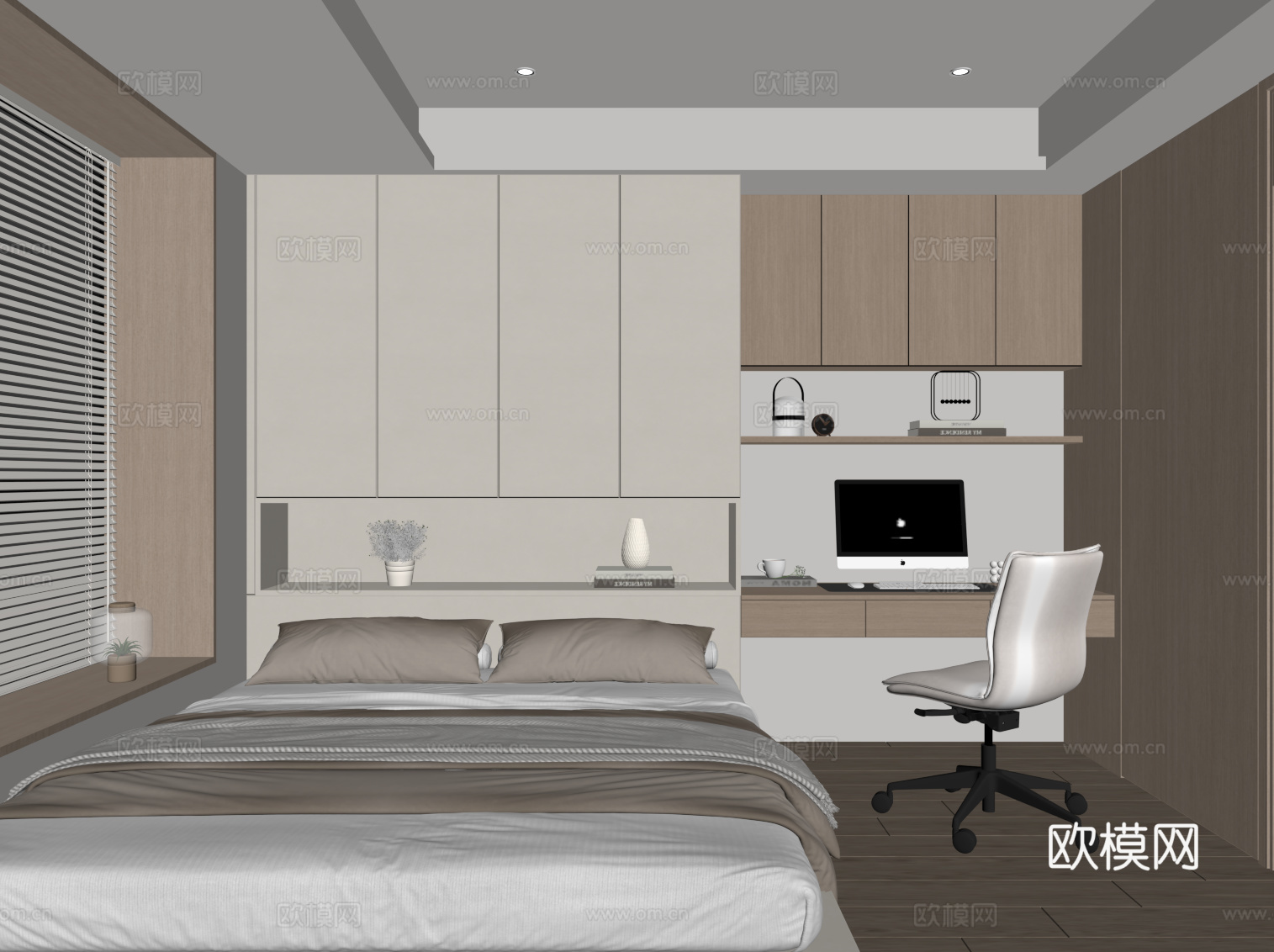 现代奶油风榻榻米su模型