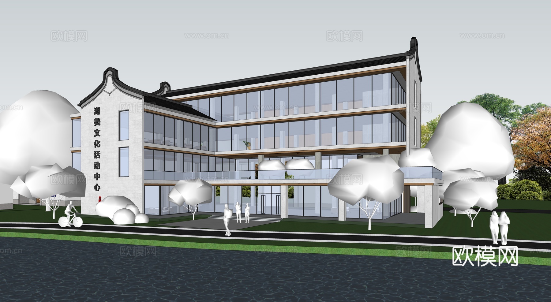 村镇活动中心su模型