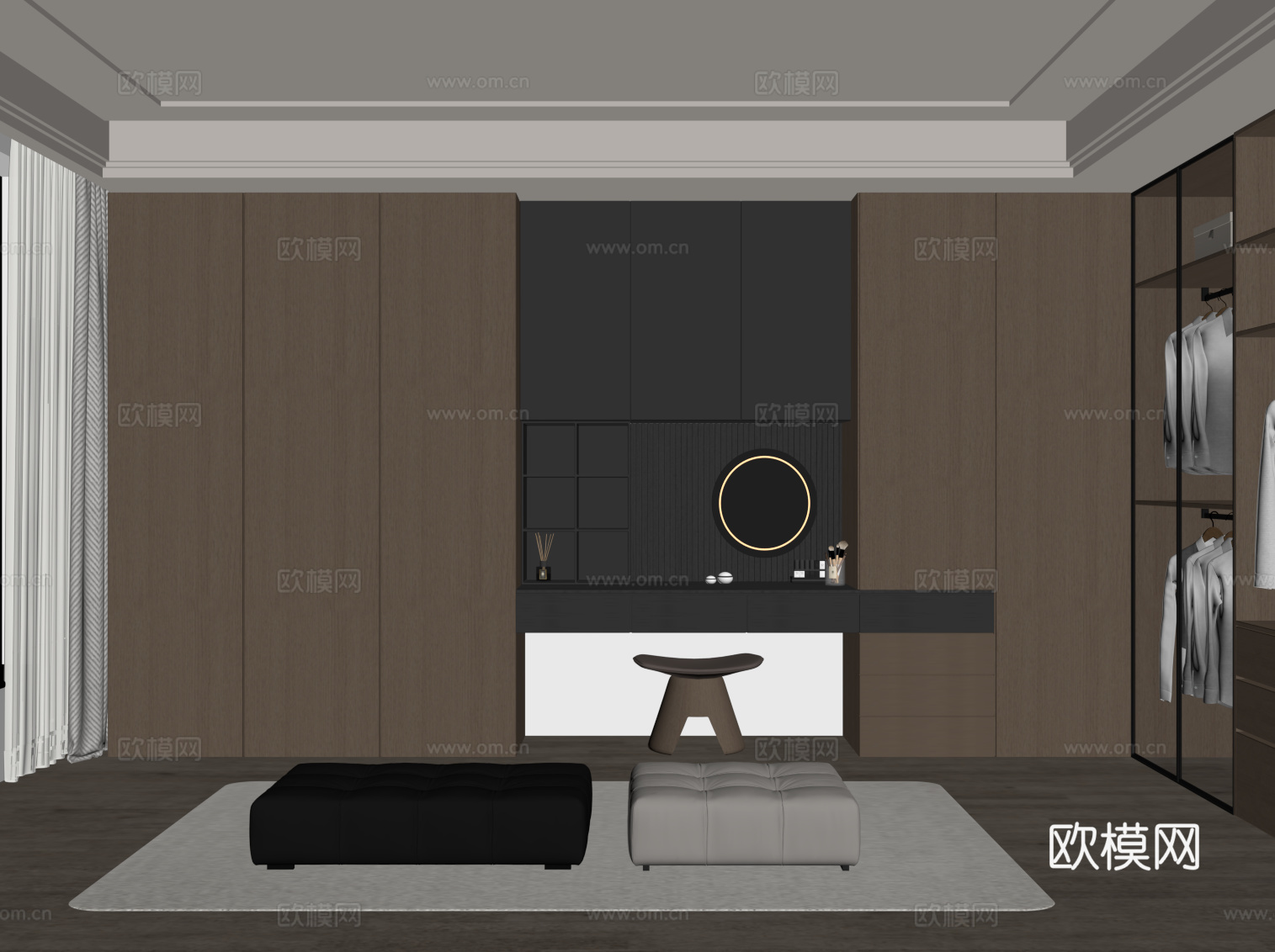 意式衣帽间su模型