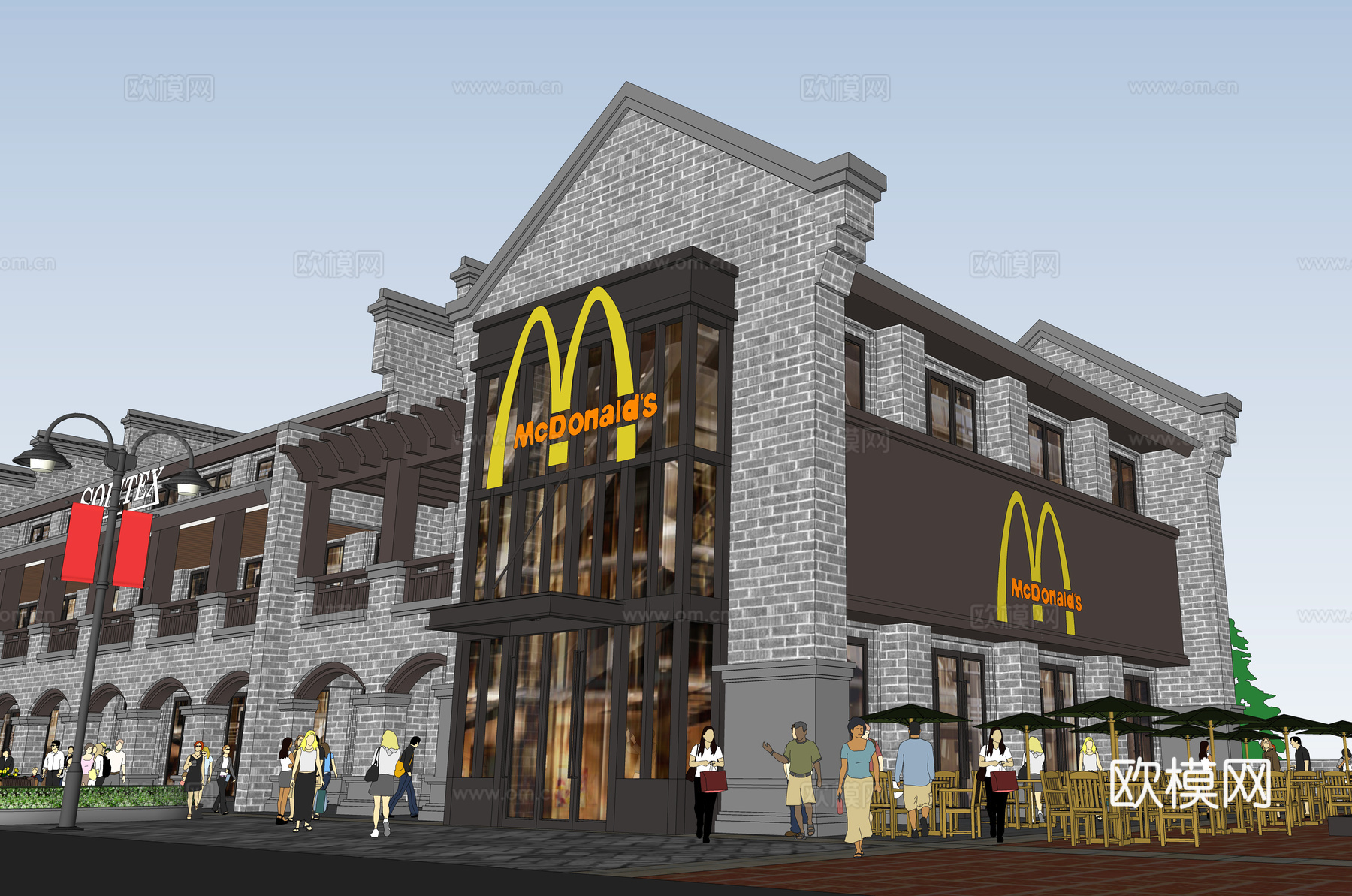 民国商业街 沿街商业su模型