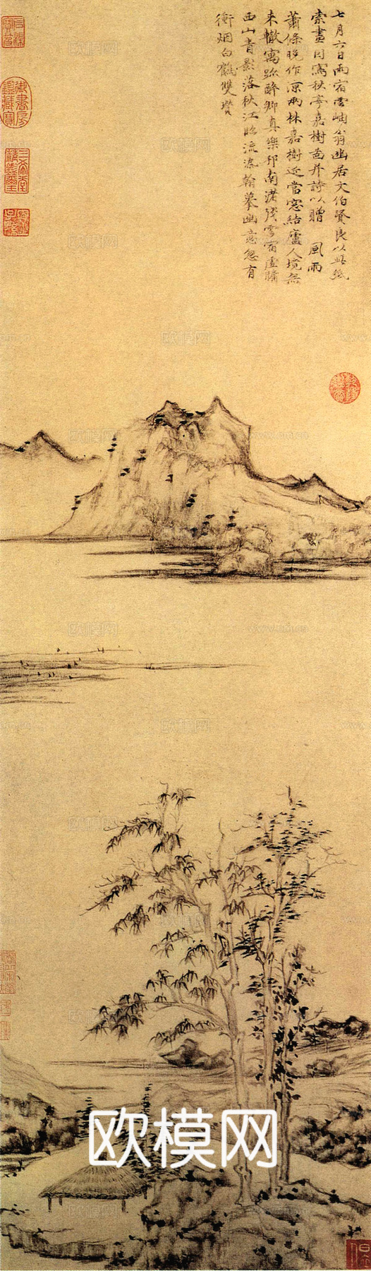 中式新中式挂画壁画字画山水花鸟背景墙壁纸装饰画油画