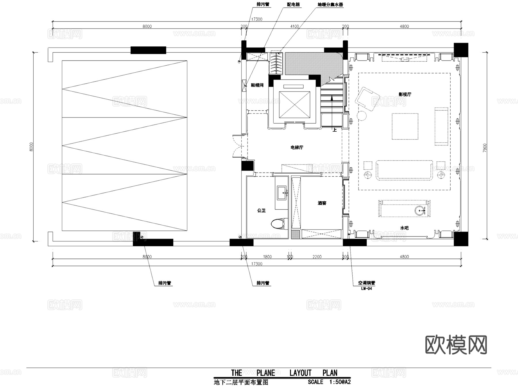 新中式金辉城三层联排别墅复式挑空室内家装CAD施工图整套cad施工图
