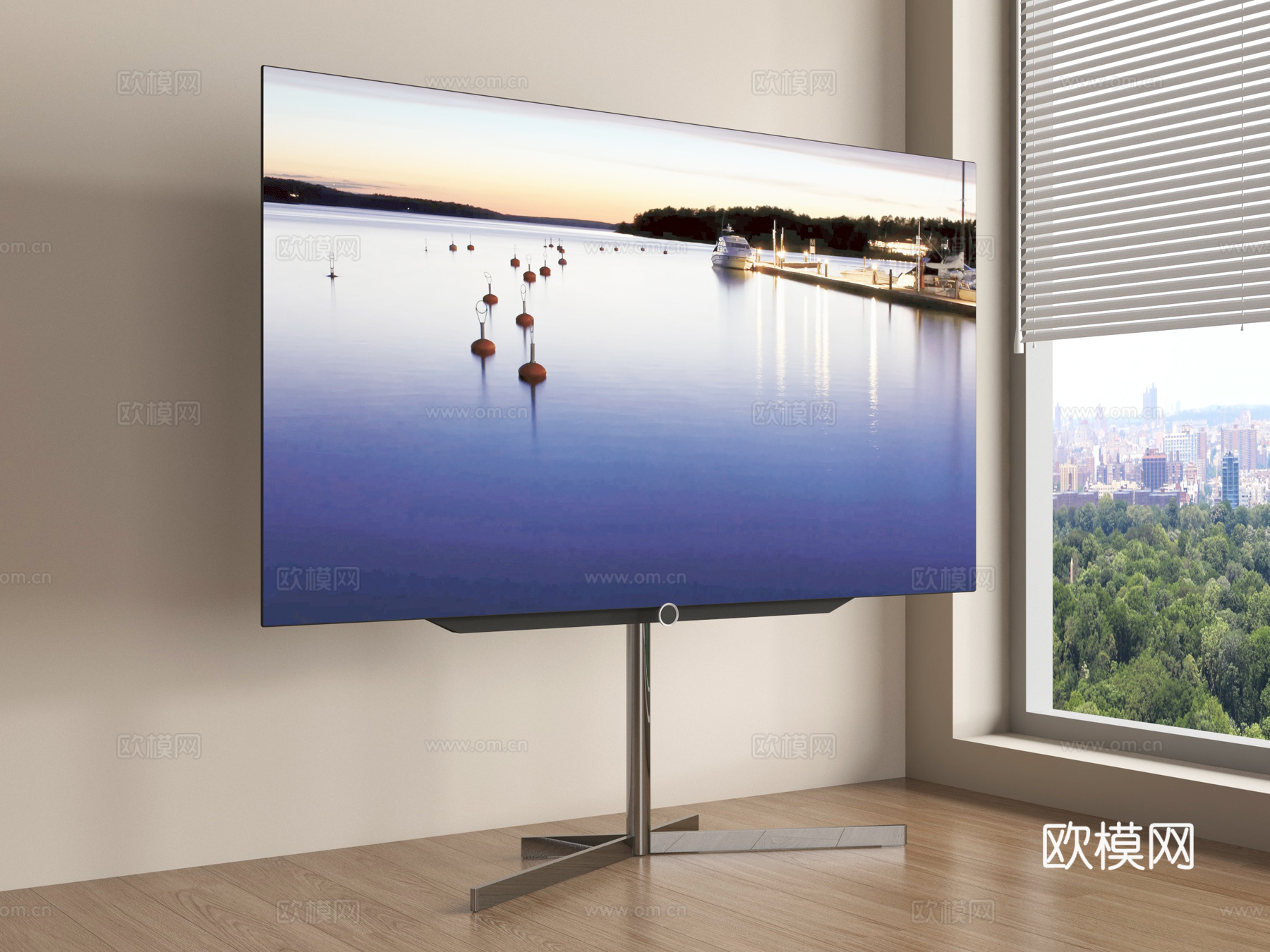 现代电视机 智能电视 电视支架su模型