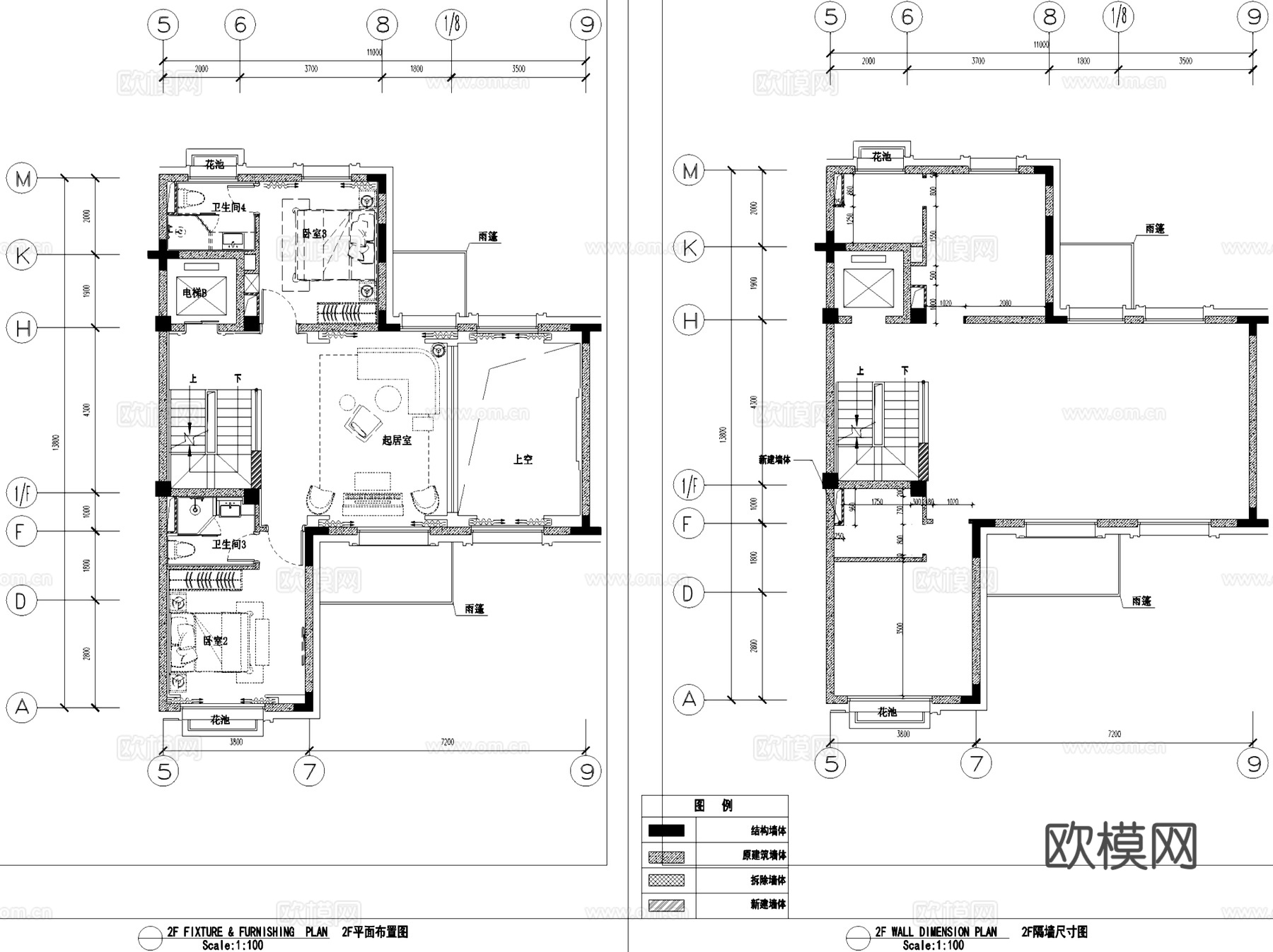 欧式绿地海珀风华T型样板间三层别墅复式挑空室内家装CADcad施工图