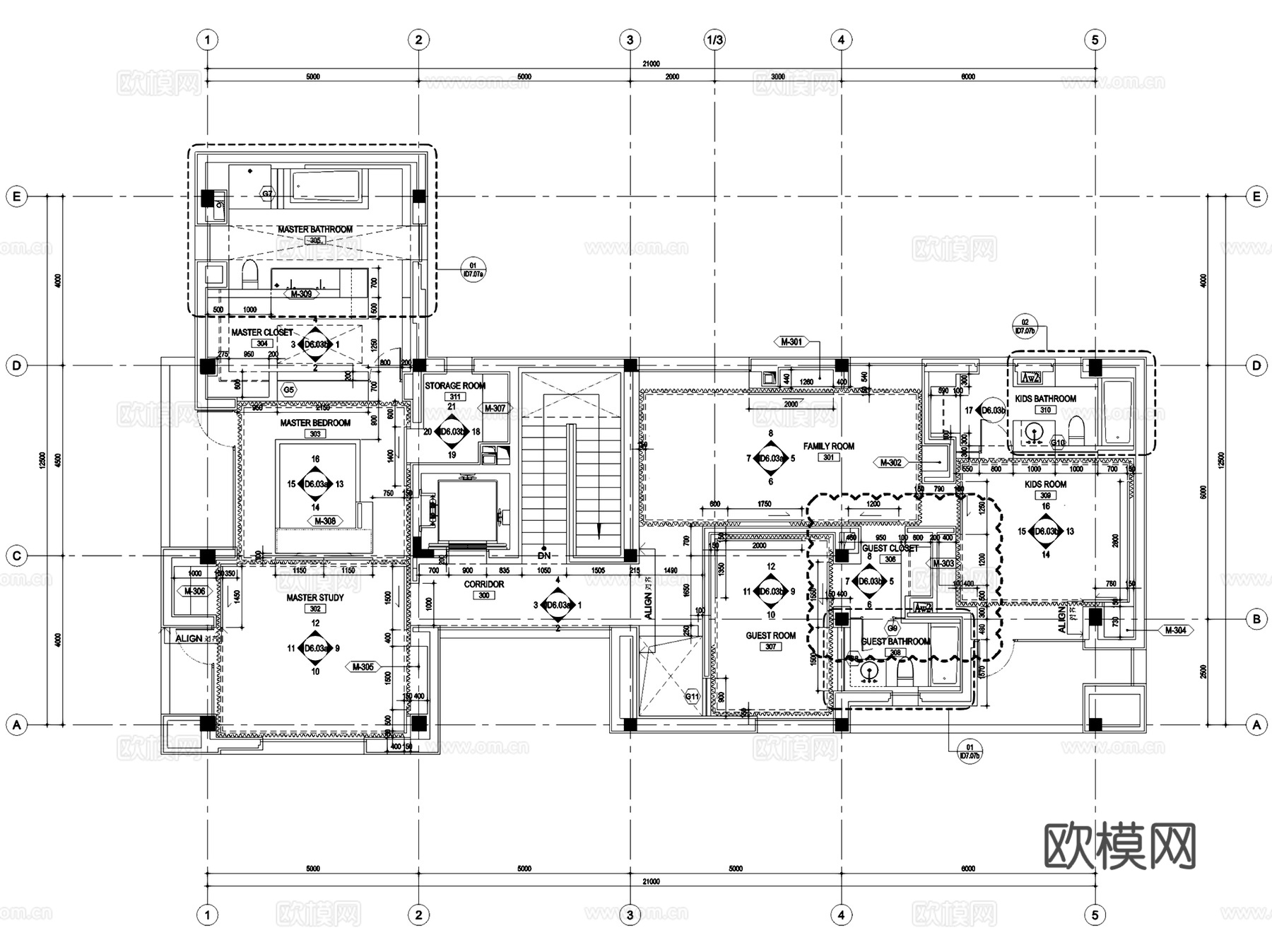 苏州万邦圆融莲花堤D19二层别墅室内家装CAD施工图整套cad施工图