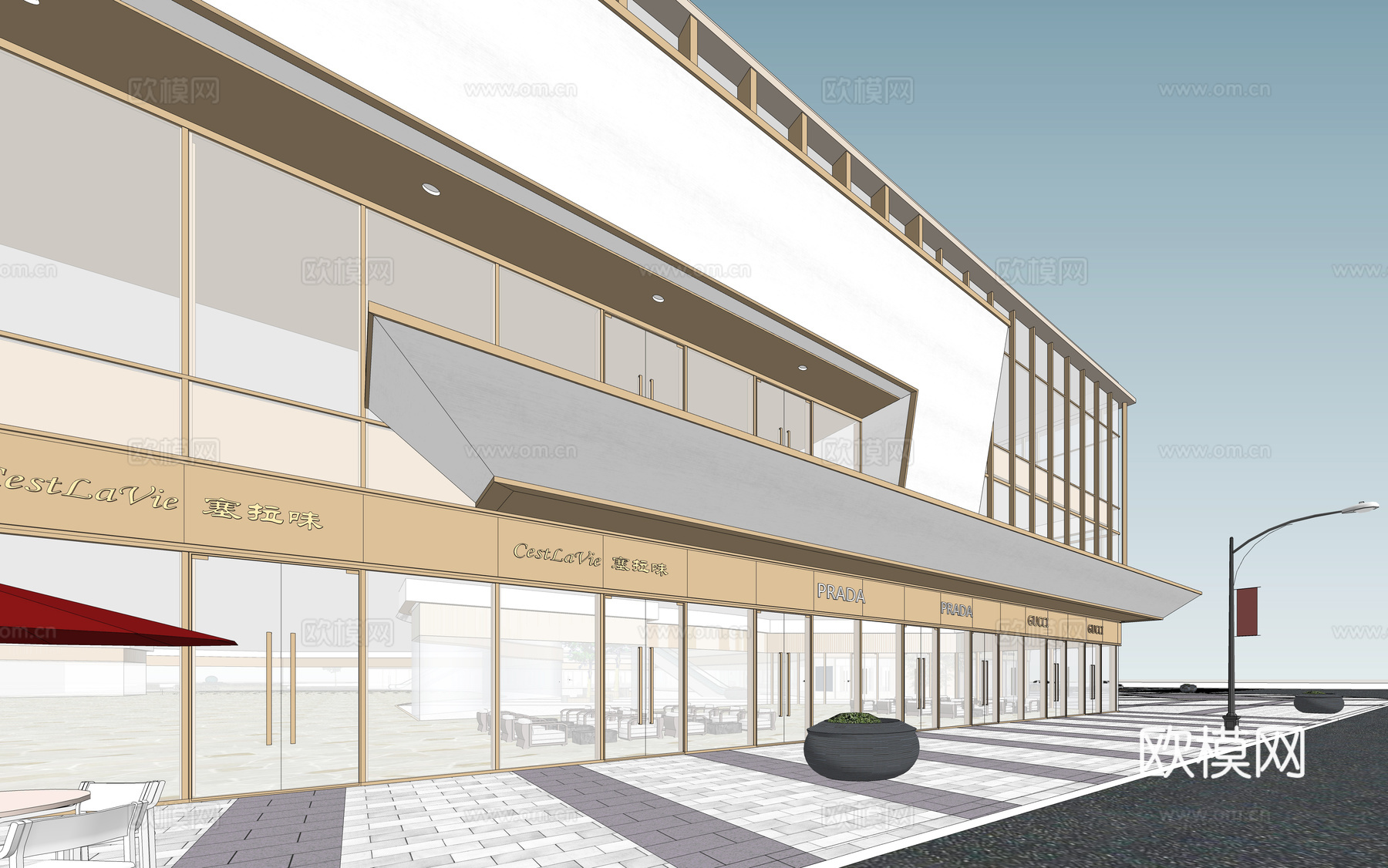 商业步行街 沿街商业su模型
