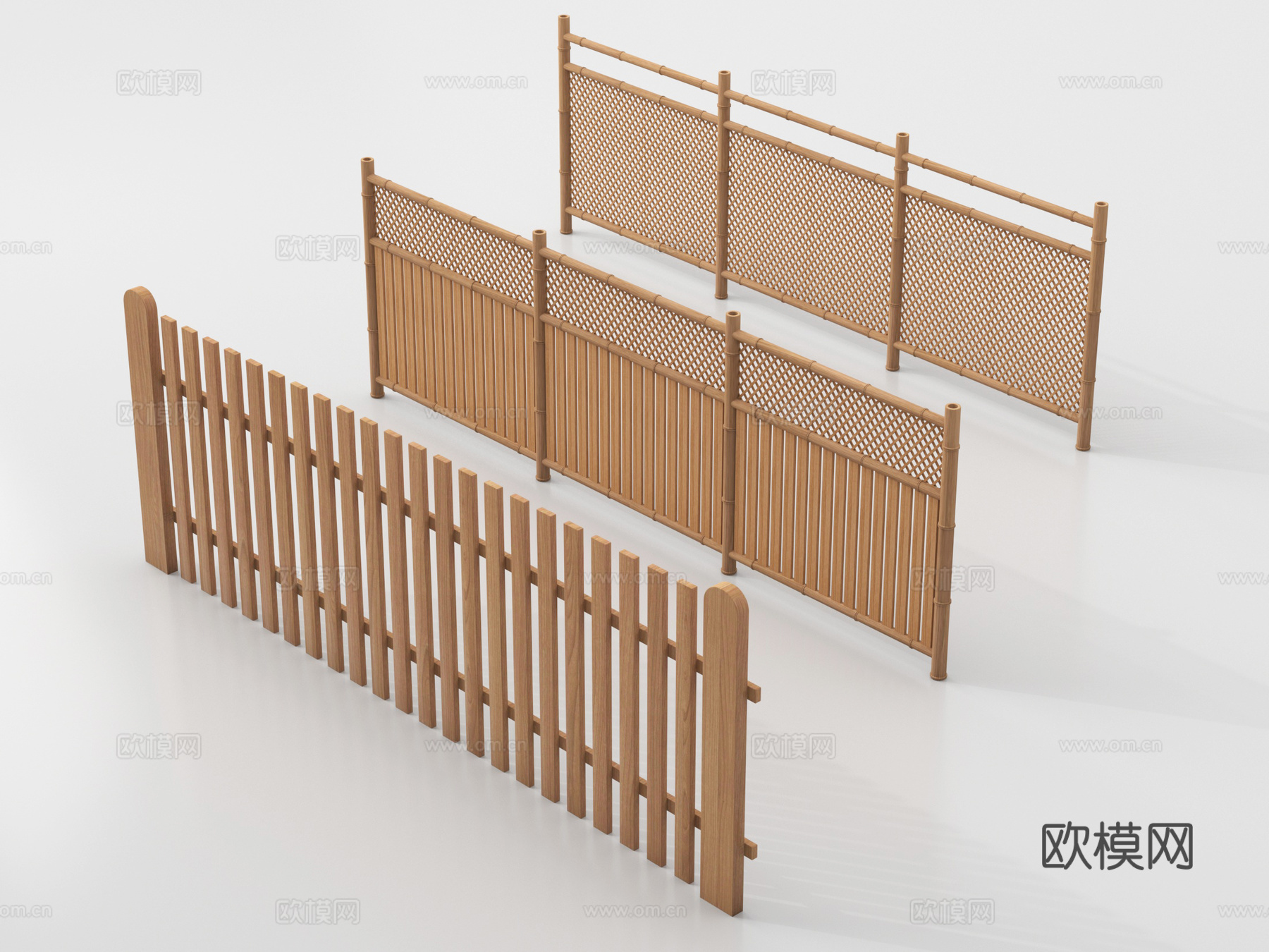 现代栅栏 围栏 竹篱笆 护栏 木栅栏su模型