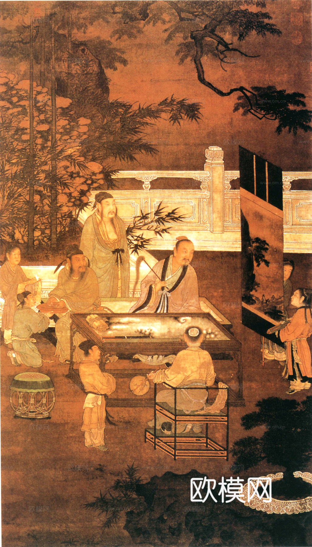 中式新中式挂画壁画字画山水花鸟背景墙壁纸装饰画油画下载