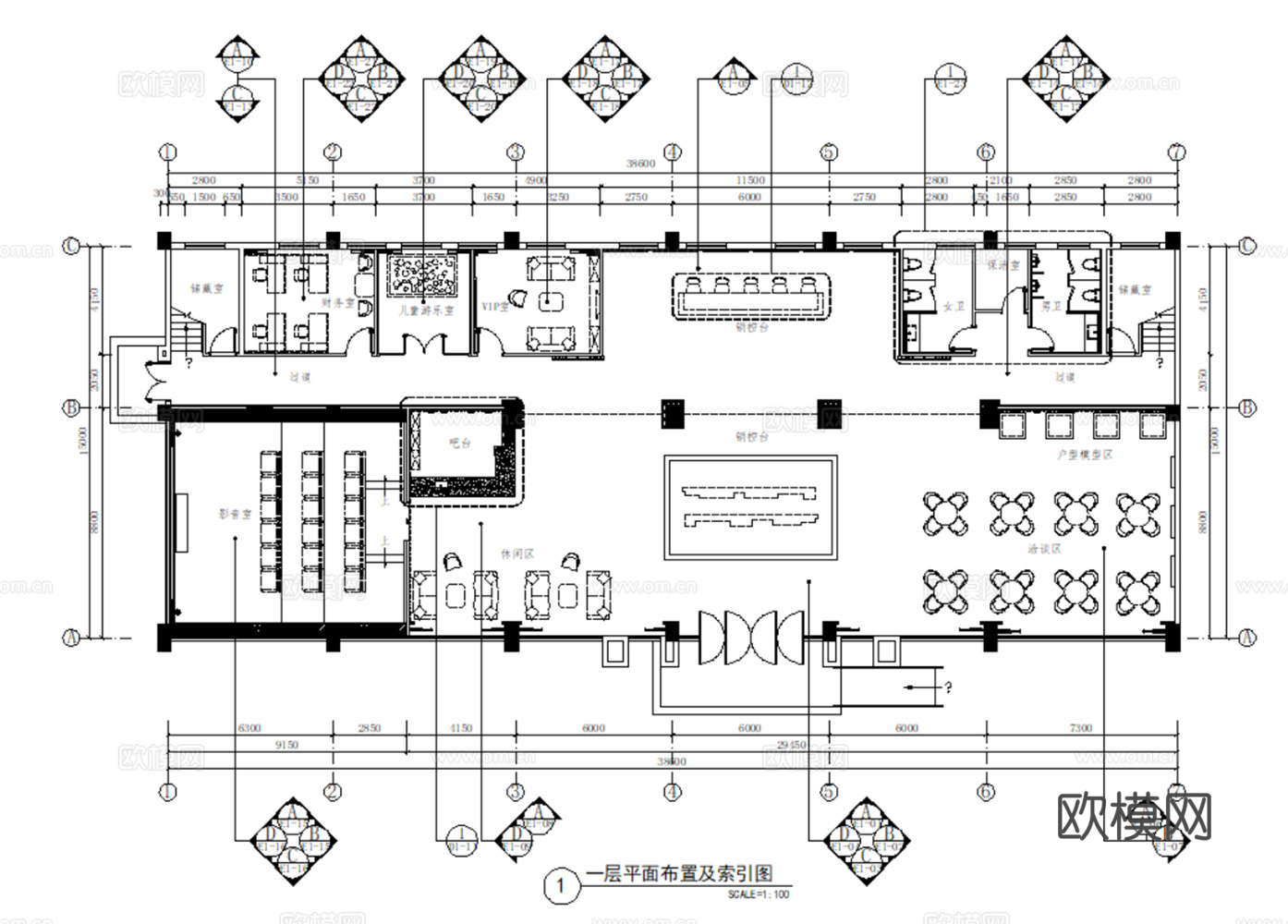 10套现代轻奢售楼处室内装饰装修CAD施工图效果图实景图cad施工图