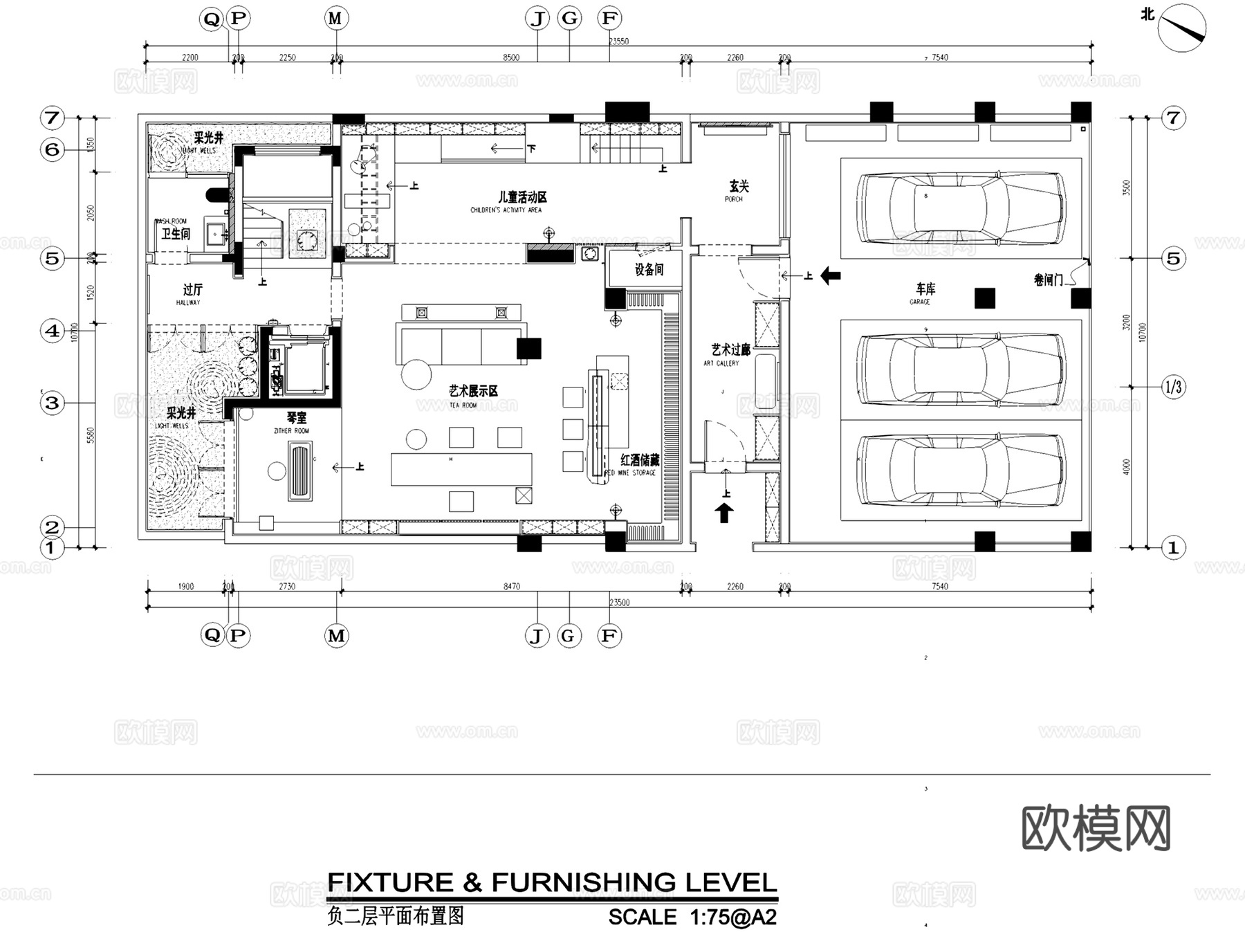 新中式杭州绿城留下磁带厂三层别墅合院复式挑空室内家装CADcad施工图