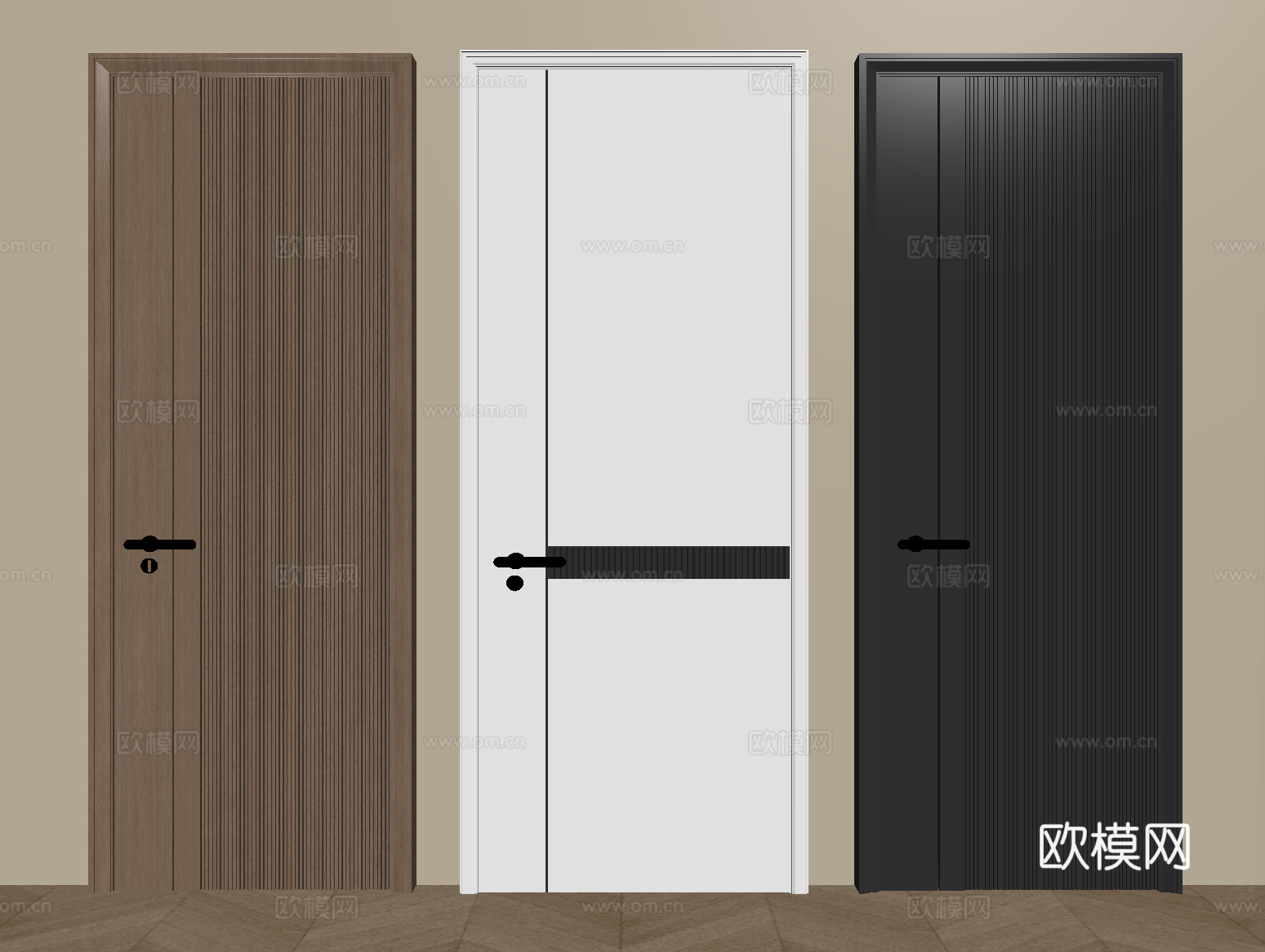 现代单开门 平开门 卧室门 木门su模型