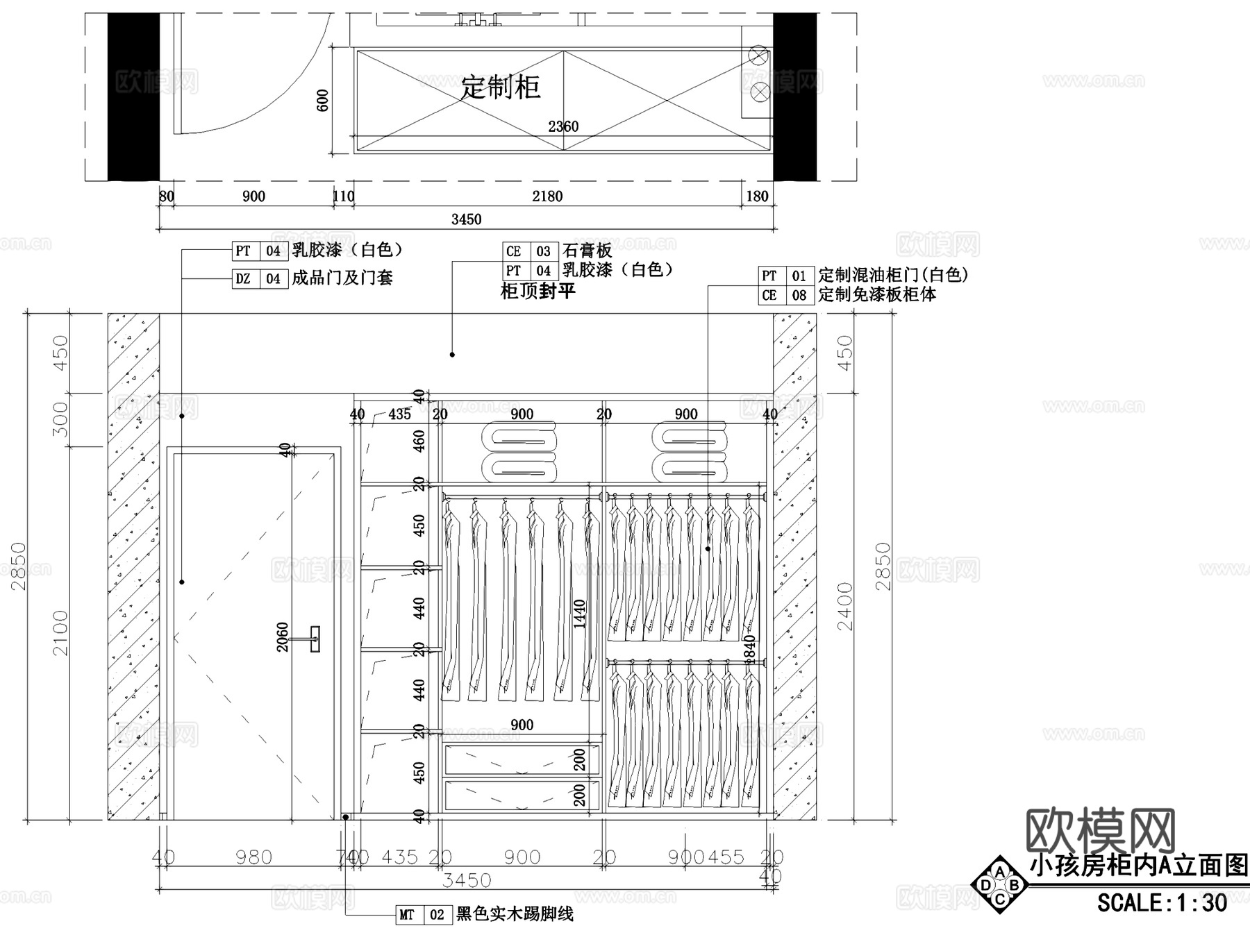 华韵城市海岸现代极简室内家装CAD施工图整套+SU模型cad施工图