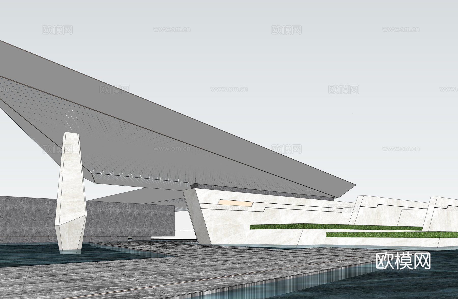 小区大门 小区入口su模型