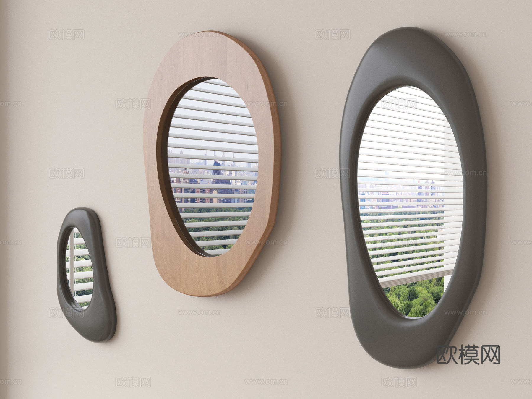中古风镜子 化妆镜 装饰镜 异形镜su模型