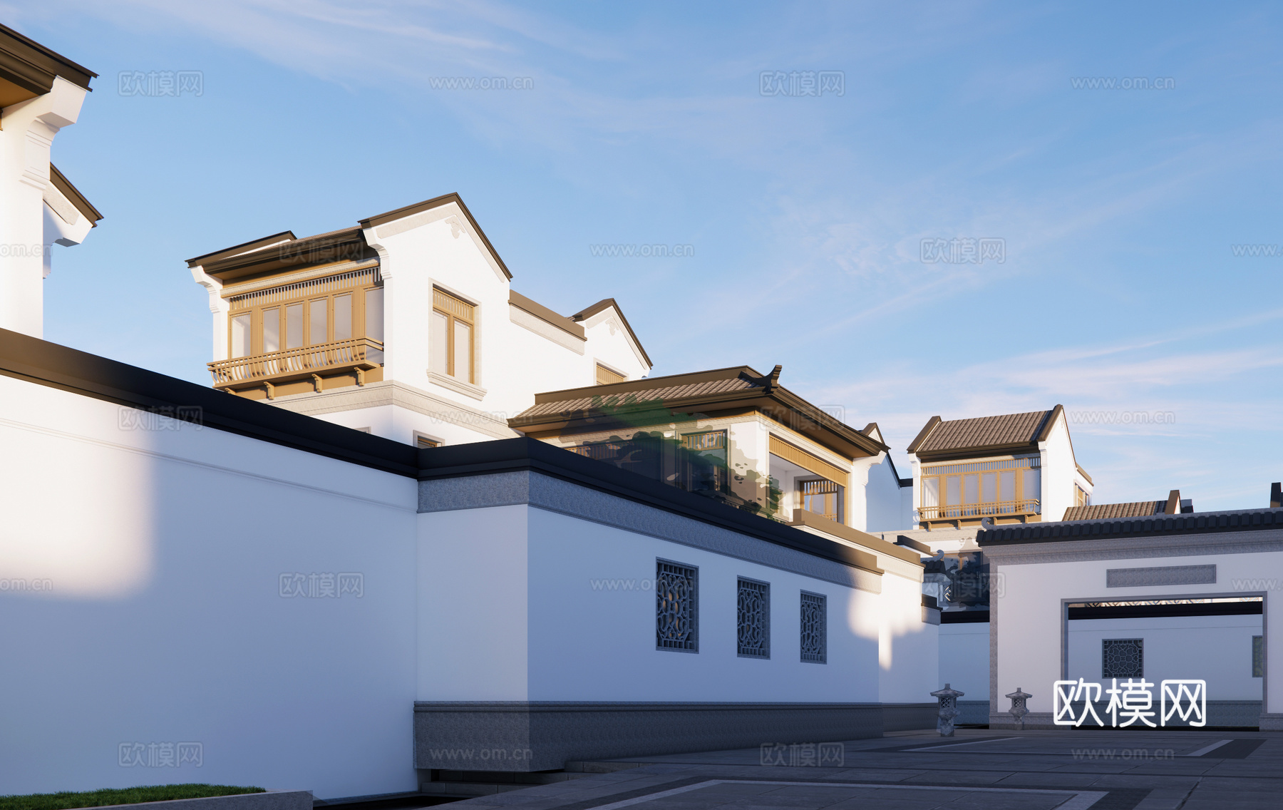 中式合院别墅su模型